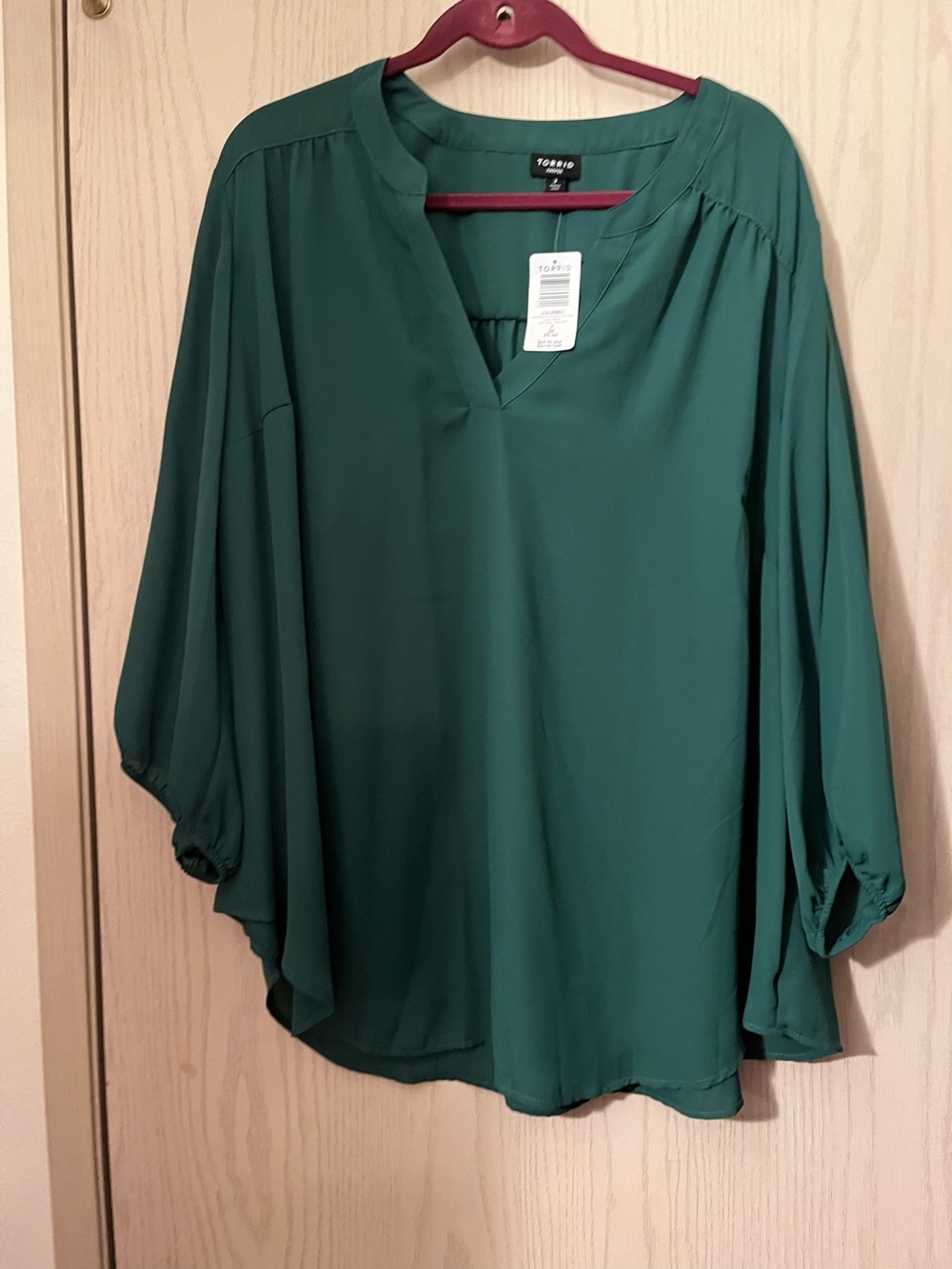 torrid Emerald Green V-Neck Peasant Blouse
